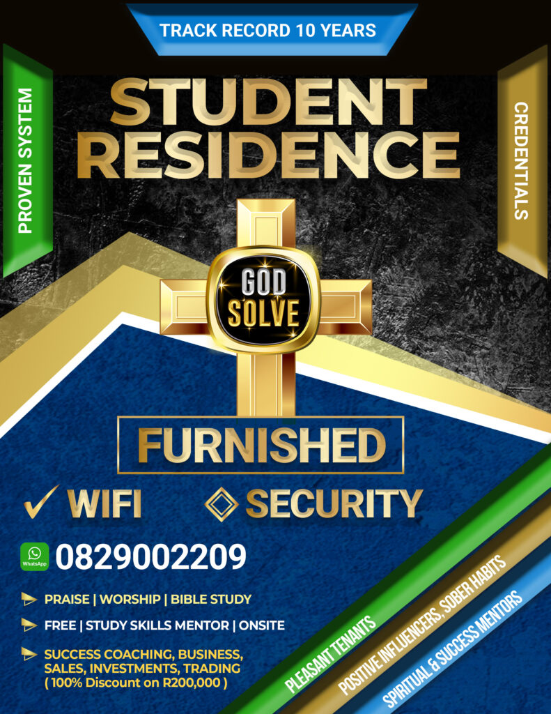 Student Accommodation in Durban Rooms. Free weekly Business, Investment, Success and Study Mentor